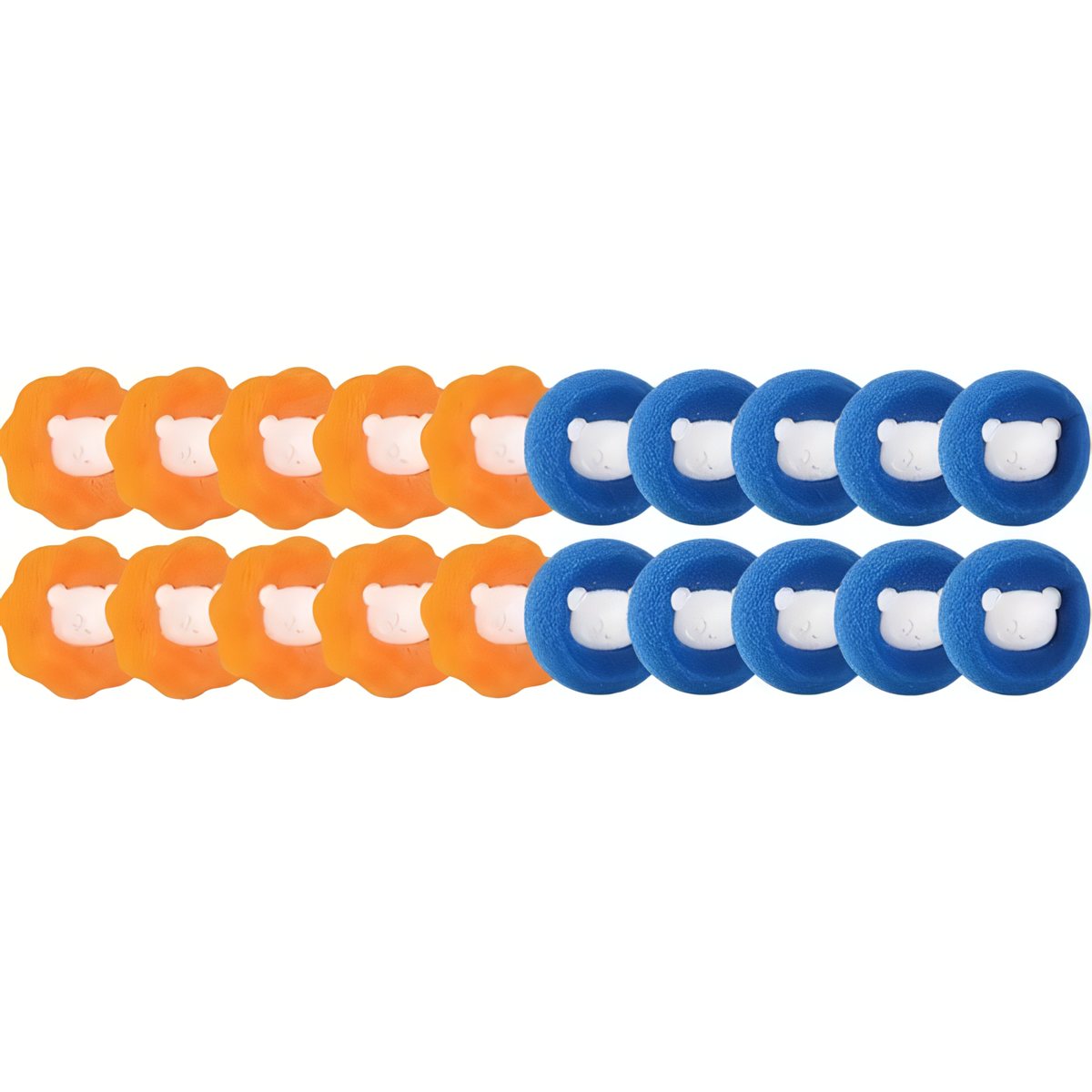 Furloop 20-pack: ten orange and ten blue pet hair remover balls